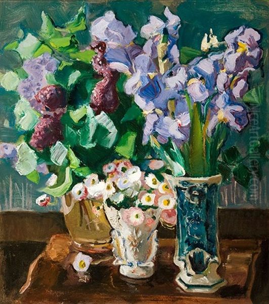Blumenstilleben Mit Iris, Flieder Und Bellis - view 1