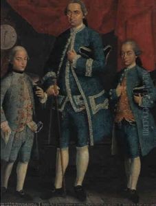 Retrato De Francisco Antonio De Larrea Y Vitorica Y Sus Dos Hijos by Jose De Paez