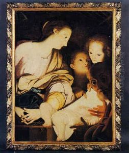 La Nativita Con La Sacra Famiglia E San Giovannino by Paolo Pagani
