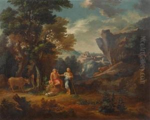 Gegenstucke: Hirtenszenen In Einer Weiten Landschaft