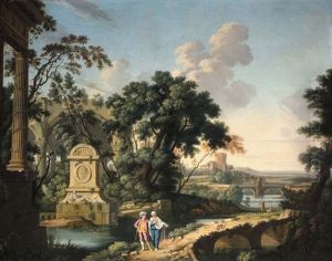 Paesaggio Con Ruderi Ed Alberi (+ Paesaggio Con Estuario E Ponte; Pair) by Michele Pagano