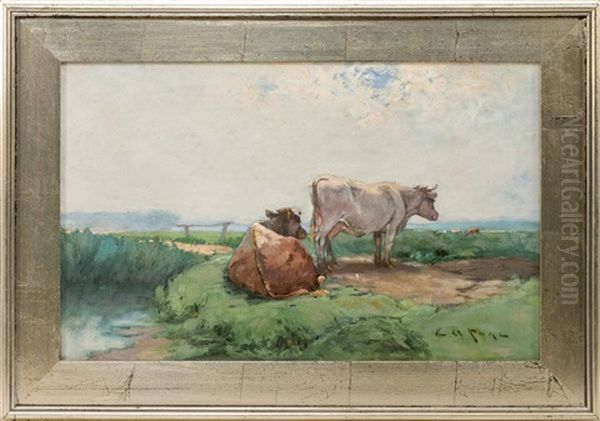 Cows Resting By The Marsh - view 1
