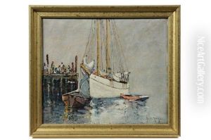 Schooner And Dories At Pier