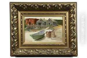 Beached Dories With Barrels