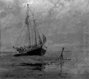 Two-masted Schooner Ashore by Edward A. Page