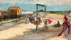 Un Columpio En El Balneario De Pocitos, Uruguay
