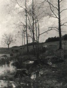 Fr_hherbstliche Moorlandschaft Mit Rehen Am Wasser