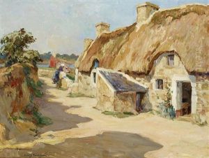 Chaumieres A Loguivy, Brittany by Jules Eugene Pages