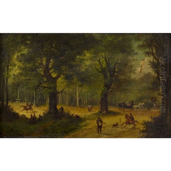 Reiter Und Kutschengespann Im Bois De Boulogne - view 1