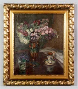 Still Life With Flowers, Cup And Saucer