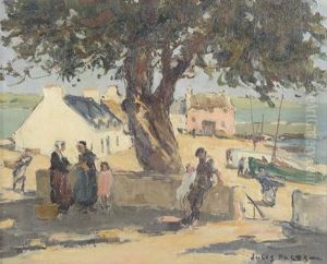 On The Brittany Coast Under The Big Tree by Jules Eugene Pages