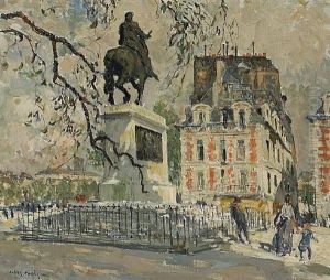 Square Du Vert Gallant, Statue Of Henry Iv, Paris by Jules Eugene Pages