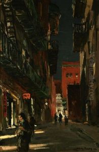 A Back Street In The Evening, Chinatown, San Francisco by Jules Eugene Pages