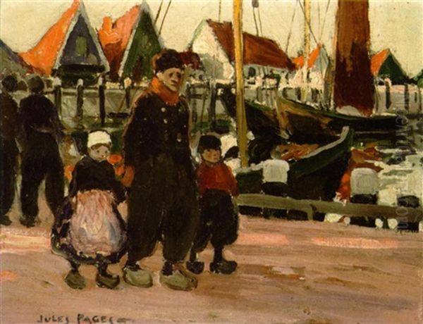A Man And Children Walking Along A Dock - view 1