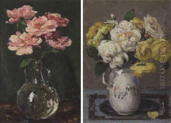 A Still Life Of Roses In A Glass Vase - view 1