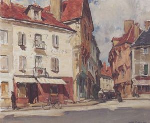 Place De L'eglise A Semur (no.39) by Jules Eugene Pages