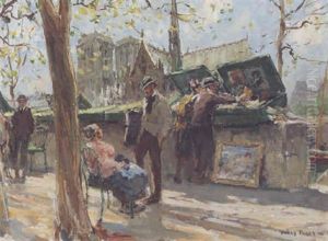 Book Stalls, Notre Dame by Jules Eugene Pages