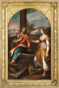 Gesu E La Samaritana Al Pozzo Con La Citta