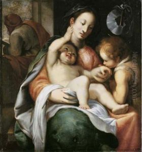 The Holy Family With Infant Saint John The Baptist by Giovanni Battista Paggi