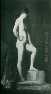 Life Study Of Standing Male Nude by Gioacchino Pagliei