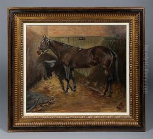 Portrait Du Cheval Peg A L'ecurie by George Paice