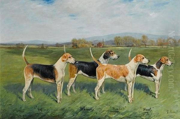 Prize Fox Hounds In A Landscape (pair) - view 1