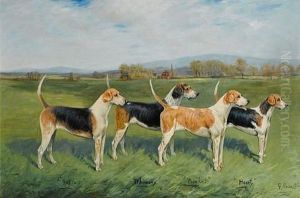 Prize Fox Hounds In A Landscape (pair)