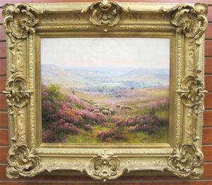 Pastoral Landscape With Wild Flowers, Shepherdess And Flock Of Sheep