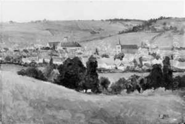 Hugellandschaft Mit Einem Stadtchen - view 1