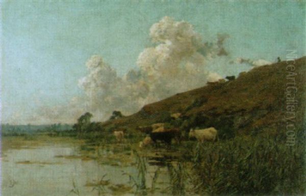 Sommerliche Landschaft Mit Kuhen - view 1