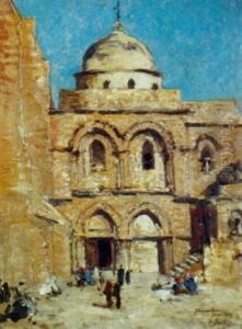 Promeneurs Devant Une Eglise De Jerusalem