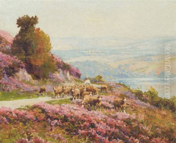A Shepherd And His Flock On A Hillside - view 1