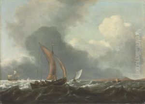 Dutch Ships In Stormy Waters by Jan Theunisz. Blankerhoff