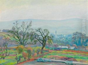 Blick Auf Eine Franzosische Dorflandschaft by Henri Pailler