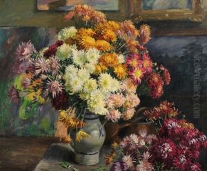 Bouquet De Fleurs Dans Un Interieur by Henri Pailler