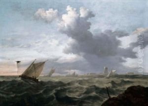 Small Dutch Vessels In A Short Chop by Jan Theunisz. Blankerhoff