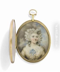 A Young Lady, In White Dress With Blue Ribbon At Corsage