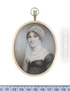 A Lady, Wearing Black Dress, White Lace Fill In With Frilled Collar, Pearl Necklace, Her Dark Hair Upswept Beneath White Lace Veil