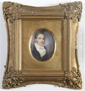 A Gentleman, Called Mr Penleaze, Wearing Blue Coat, White Waistcoat, Frilled Chemise And Tied Stock (+ Portrait Of A Lady, Called Mrs Penleaze, Wearing White Dress; Pair) by Peter Paillou
