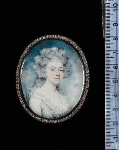 A Lady, Called Miss Cross, Wearing A White Dress With Wide Frilled Collar, Her Hair Powdered And Curled, A White Veil Falling From The Crown by Peter Paillou