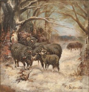 Sheep Foraging In Snow by Nellie Pairpoint