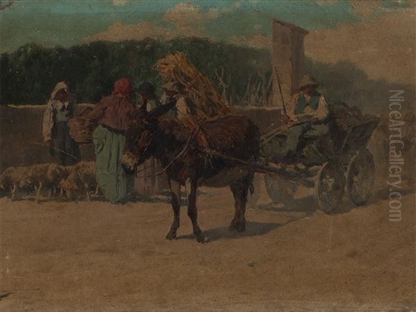 Farmer On Donkey Cart - view 1
