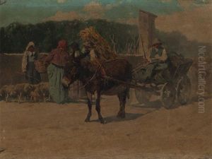 Farmer On Donkey Cart