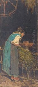 Feeding The Calf by Pietro Pajetta