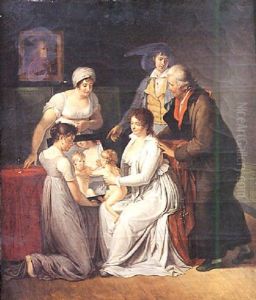 Portrait De La Famille Pajou by Jacques-Augustin-Catherine Pajou