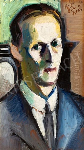 Self-portrait With A Green Blackground - view 1