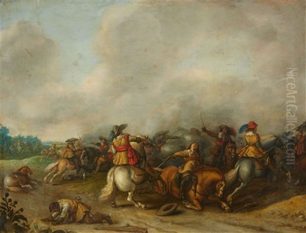A Cavalry Battle In A Panoramic Landscape - view 1