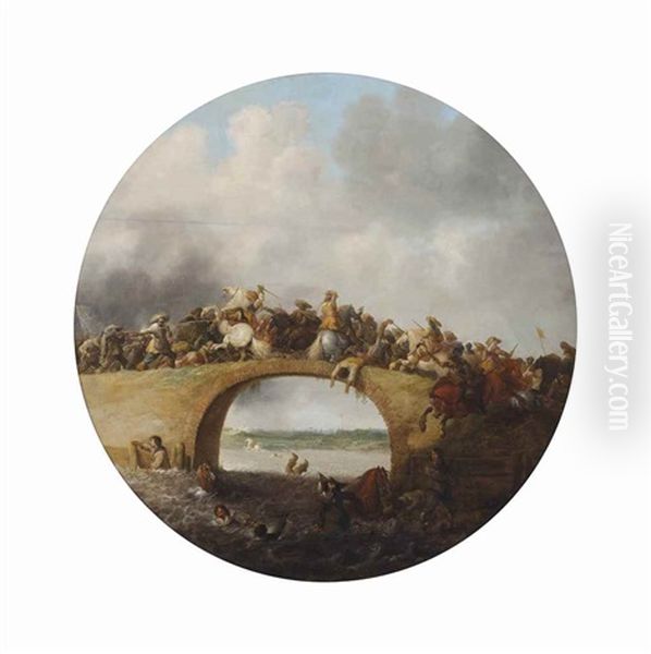 A Battle Engagement On A Bridge by Palamedes Palamedesz. (Stevaerts, Stevens)