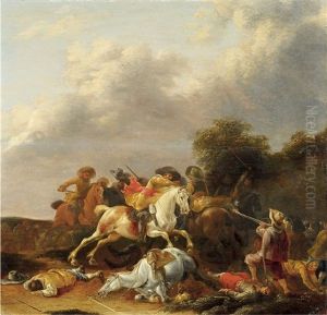 A Cavalry Skirmish by Palamedes Palamedesz. (Stevaerts, Stevens)