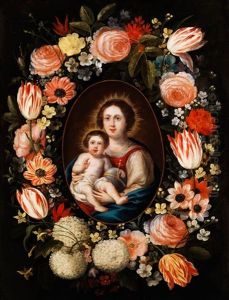 Madonna Mit Dem Kind In Einem Blutenkranz